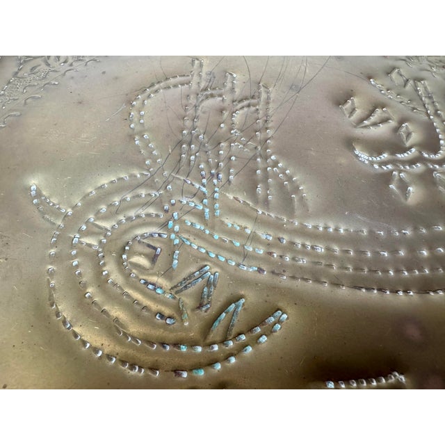 Turkish Vintage Brass Turkish Coffee Serving Tray With Carry Handle For Sale - Image 3 of 11