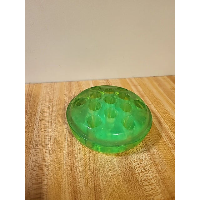 1930s Vintage Uranium Glass Flower Frog Green 1930s For Sale - Image 5 of 8