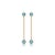 The earrings are adorned with vibrant, round-cut natural blue topaz gemstones that offer a bright, captivating sky-blue...