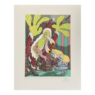 Gahan Wilson, "Oops Sorry Wrong Planet" Originally in Playboy Magazine, Signed and Numbered Limited Edition Serigraph (Hand Printed Silkscreen), 1991 For Sale