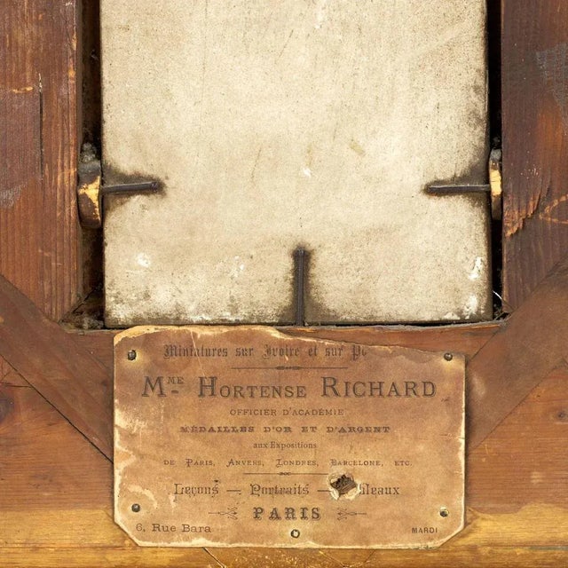 Hortense Richard, Mythical Figure, Porcelain Painting, Framed For Sale - Image 6 of 7