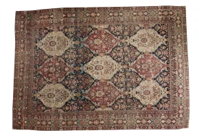 Unusual Antique Lavar Kerman Carpet - 8'6" X 11'10"