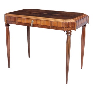 Art Deco Walnut Writing Table with Satinwood Inlay, 1925 For Sale
