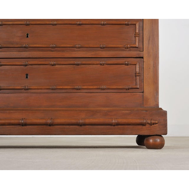 English Faux Bamboo Aesthetic Movement Marble Top Commode Dresser For Sale - Image 15 of 18
