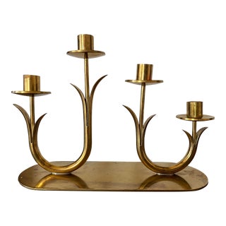 1950s Ystad of Sweden Midcentury Brass Candlestick For Sale