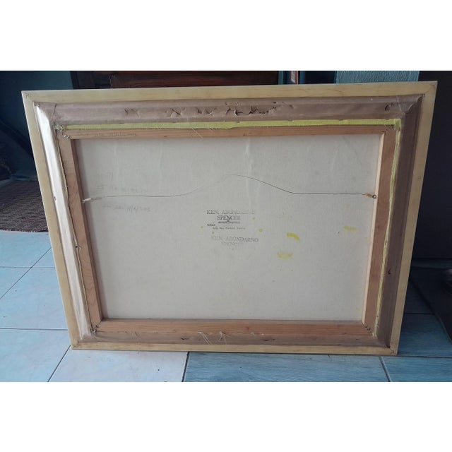 Kenneth Abendana Spencer Signed Harbor Reflections Abstract Seascape Oil Painting (2000s), Framed For Sale - Image 13 of 14