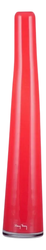 Tall and Slender Art Glass Vase in Orange Glass by Henry Dean