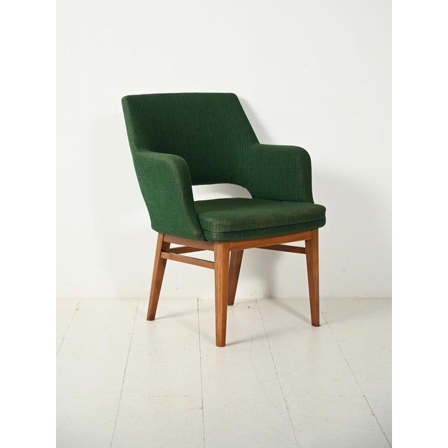 Oslosund armchair by Kinnarps, 1950s, teak frame and original forest green upholstery. Elegant Oslosund armchair, made by...