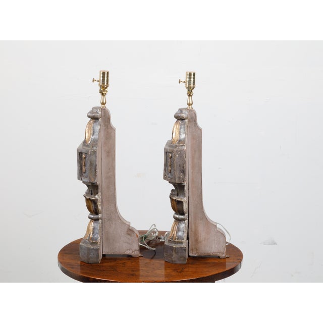 Gold French 18th Century Carved and Gilded Fragments Made into Table Lamps - Pair For Sale - Image 8 of 10