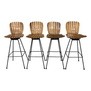 1950s Arthur Umanoff Style Bar Stools - Set of 4 For Sale