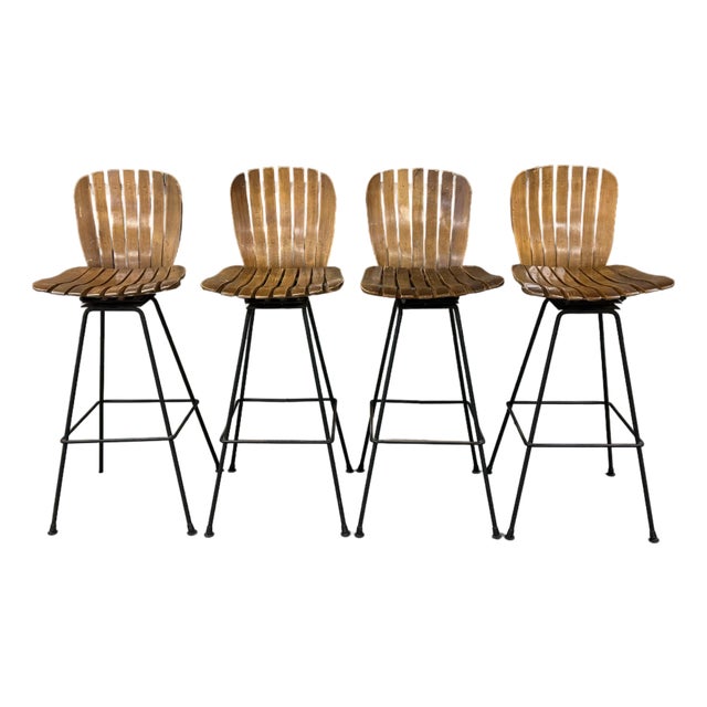 1950s Arthur Umanoff Style Bar Stools - Set of 4 For Sale