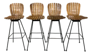 1950s Arthur Umanoff Style Bar Stools - Set of 4