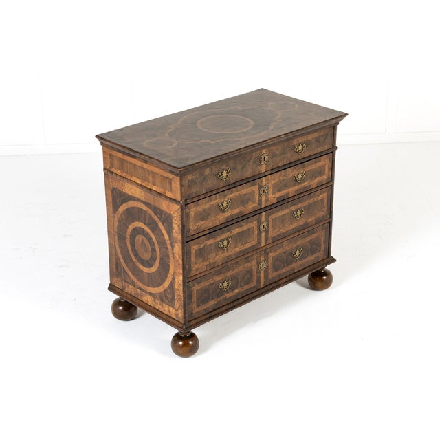 17th Century Antique Dutch Oyster-Veneered Walnut Chest of Drawers, 1600s For Sale - Image 5 of 9