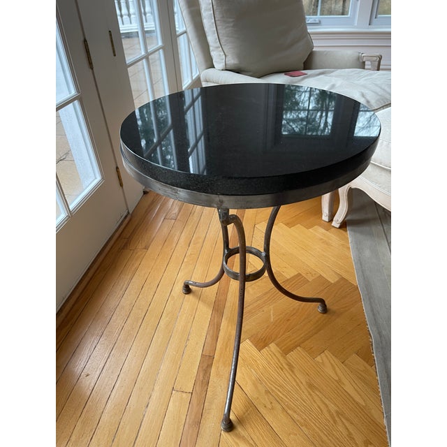 Antique French Maison Jansen Style Gueridon Black Marble Top Side Table For Sale - Image 9 of 12