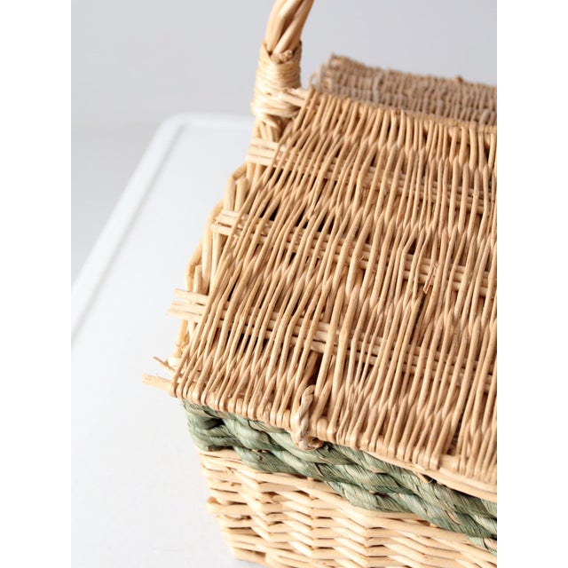 Vintage Wicker Picnic Basket For Sale - Image 12 of 12