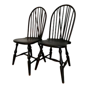 Vintage Black Windsor Chairs - A Pair