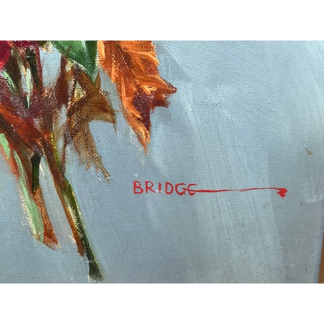 British Oil Painting Flowers & Red Berries by Elizabeth Bridge Ri Roi 1912-1996 For Sale - Image 11 of 13