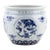 Vintage MCM Chinese Porcelain Blue and White Birds Garden Scene Planter For Sale