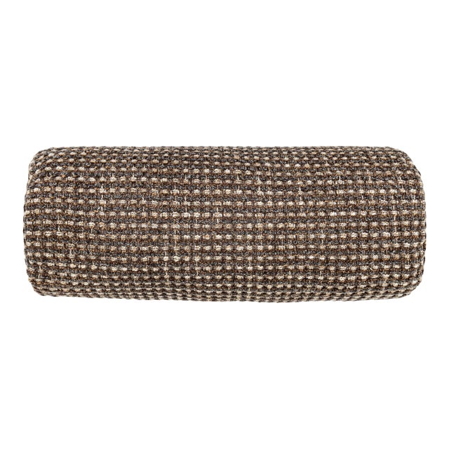 The House Of Scalamandré Heatherton Bolster Pillow In Walnut For Sale