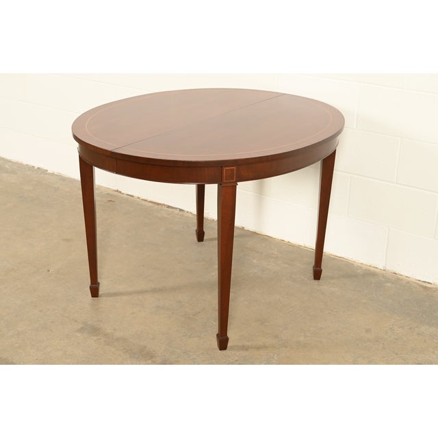 Wood Kindel Furniture Federal Inlaid Mahogany Extension Dining Table, Newly Refinished For Sale - Image 7 of 15