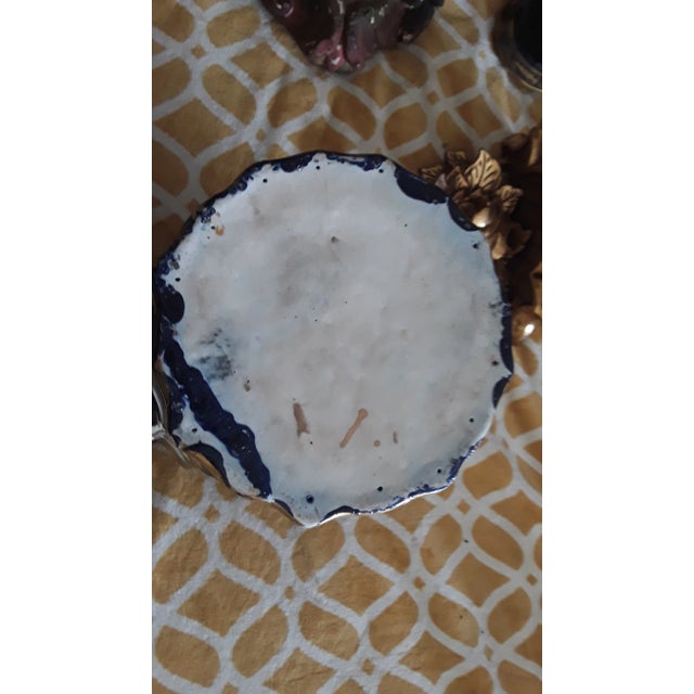 19thc French Antique Art Nouveau XL Cobalt Blue With Gilt Floral/ Insect Palace Covered Porcelain Urn For Sale - Image 10 of 10