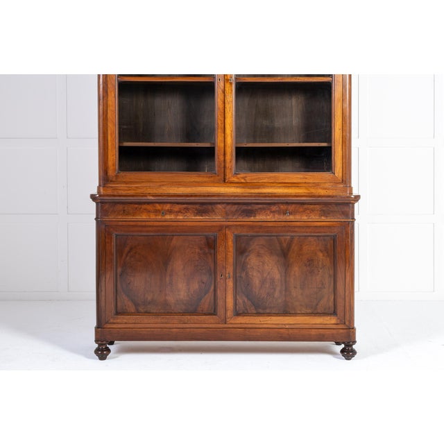 Large Antique Italian Walnut Bookcase, 1800s For Sale - Image 6 of 12