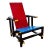 Bauhaus Style Red + Blue Chair by Garrit Rietvald For Sale