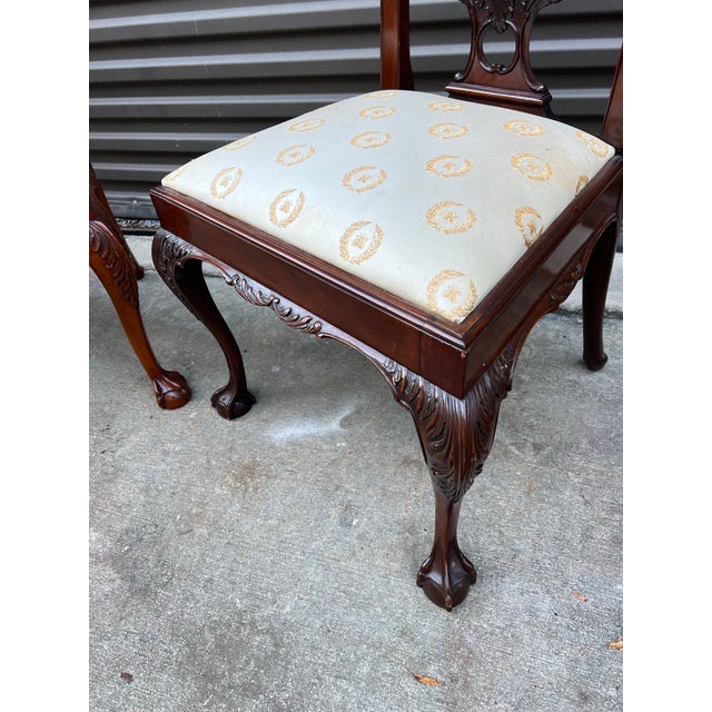 1970s 1970s Pair of Maitland Smith Ball and Claw Feet Design Wooden Dining Chairs For Sale - Image 5 of 9