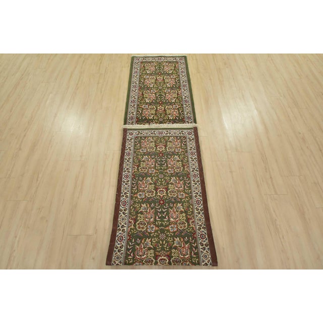 Sarouk Runner 2’4” X 11’6” Green Wool Traditional Hand-Knotted Oriental Rug For Sale - Image 13 of 14
