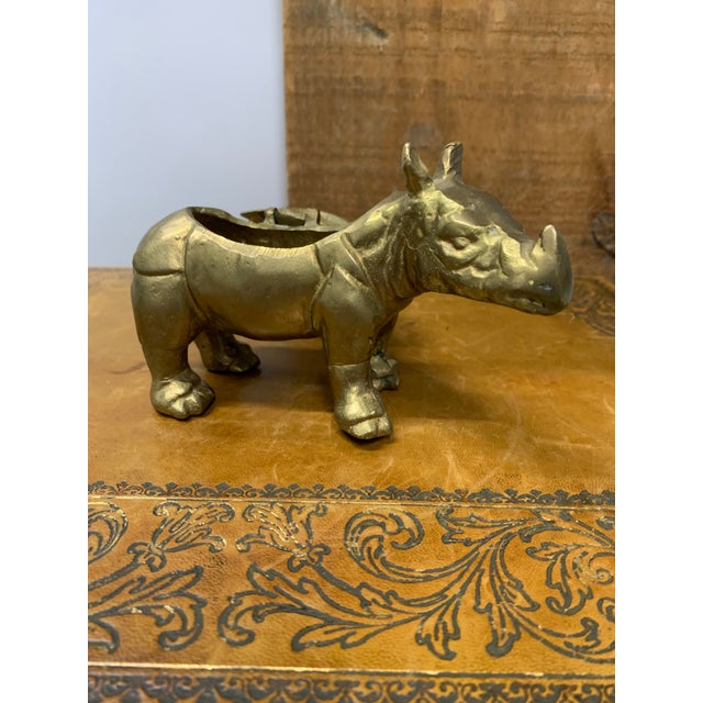 Figurative Late 20th Century Brass Rhinoceros Box For Sale - Image 3 of 7