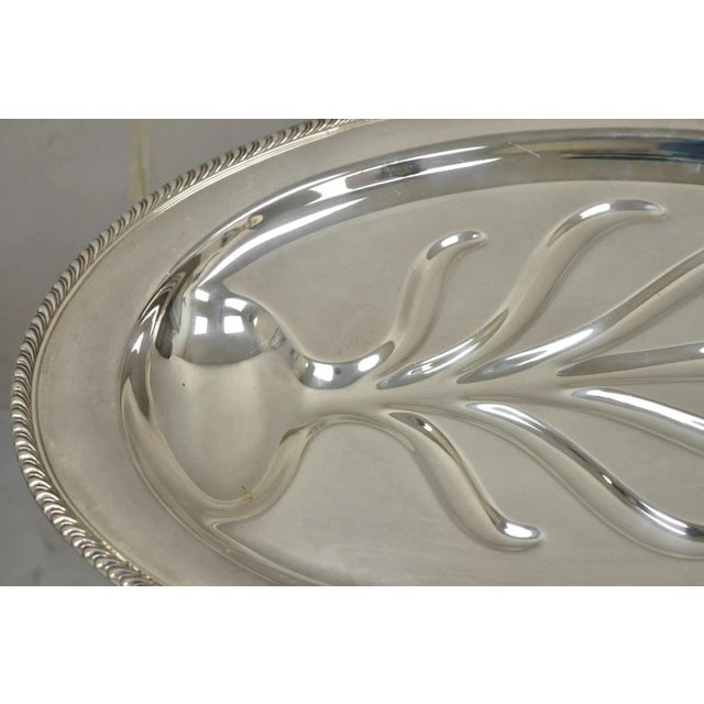 Vintage Wm Rogers Regency Style Silver Plated 18" Oval Footed Meat Tray Platter For Sale - Image 4 of 10