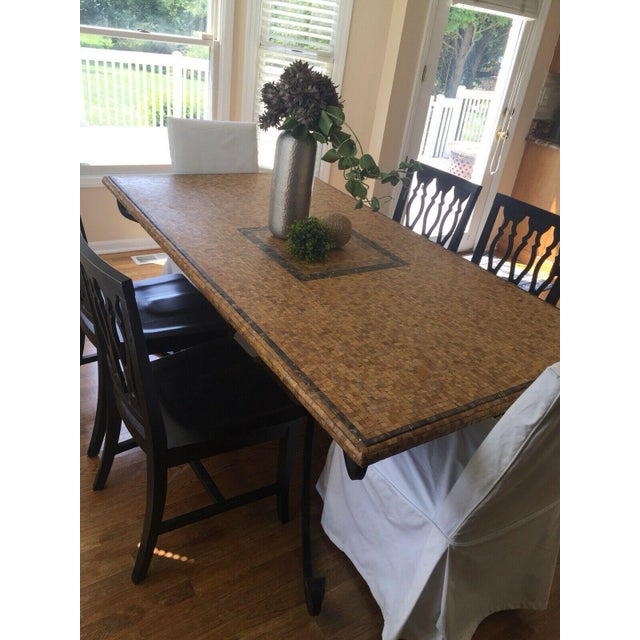Italian Arhaus Travertine Stone Marble Mosaic Dining Table ...