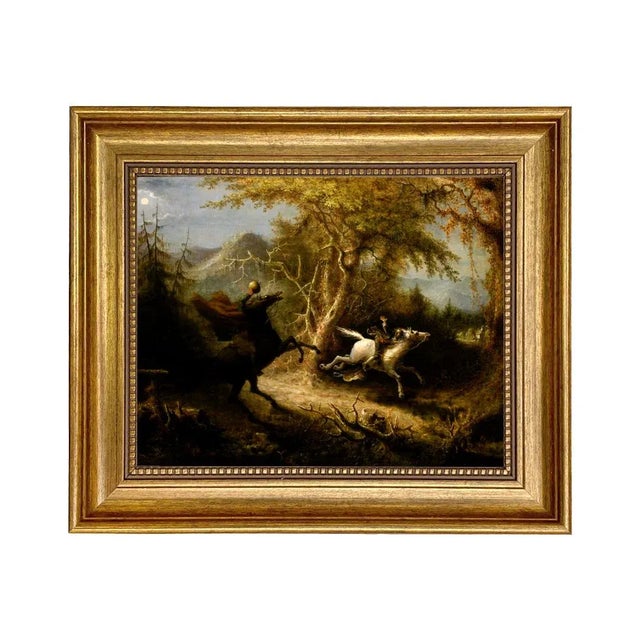American Headless Horseman Pursuing Ichabod Crane Oil Painting Print on Canvas- an 8" X 10" Framed to 11-1/2" X 13-1/2" For Sale - Image 3 of 3