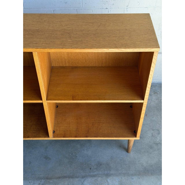 Vintage Danish Oak Bookcase Scandinavian Modern Open Shelf Display Cabinet For Sale In Los Angeles - Image 6 of 9