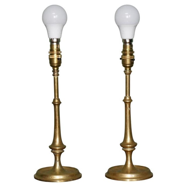Antique English Brass Table Lamps, 1900, Set of 2 For Sale - Image 13 of 13