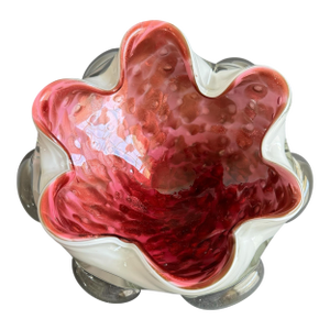 Murano Glass Pink Aventurine Dish Italian Art Glass Metallic Decorative Bowl