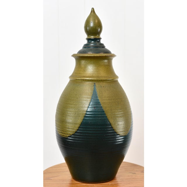 Large 1970s Mid Century Modern Studio Pottery Lidded Jar Signed For Sale In Tampa - Image 6 of 13