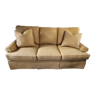 Henredon Gold Three-Cushion Sofa With Goose and Duck Down For Sale