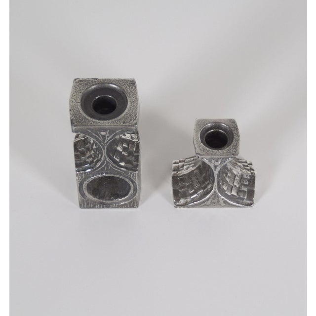 Mid-Century Modern Brutalist Candlesticks in Stainless Steel by Olav Joa for Polaris, 1970s, Set of 2 For Sale - Image 3 of 7