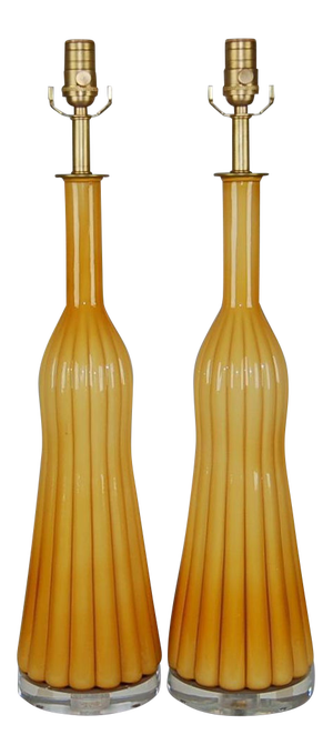 Vintage Murano Glass Lamps Butterscotch