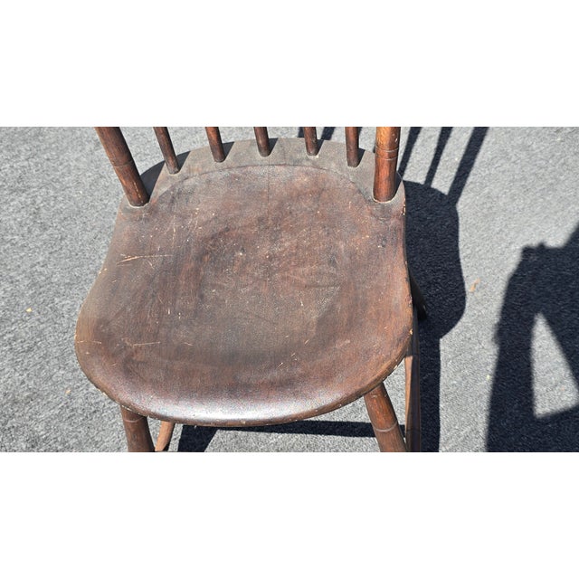 Antique Arrow Back Windsor Brown Childs Side Chair ~ French Country 2of2 For Sale - Image 9 of 18