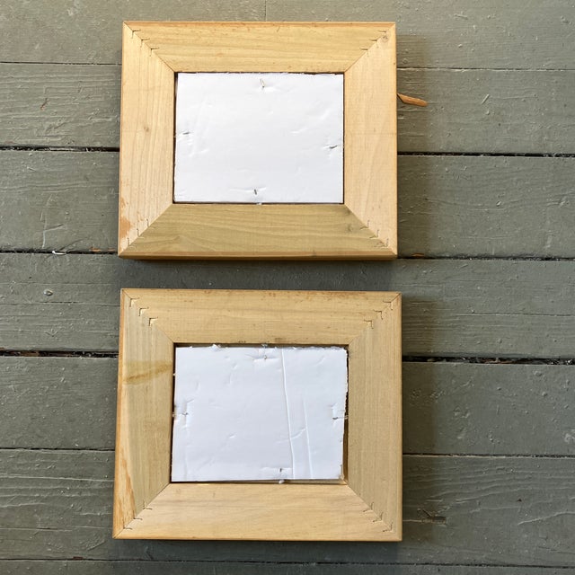 Contemporary 2 Original Abstract Small Ink Paintings Gold Frames-a Pair For Sale - Image 4 of 4