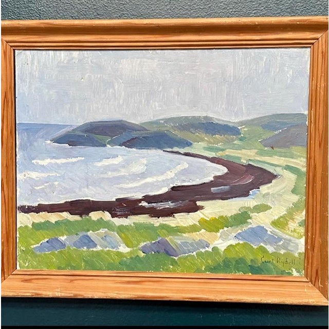 Curt Rydell, Coastal Landscape, 1950s, Oil Painting on Panel, Framed For Sale - Image 8 of 18