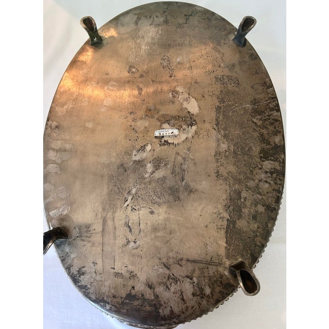 Metal Vintage XL Castilian Imports Oval Footed Serving Tray For Sale - Image 7 of 8