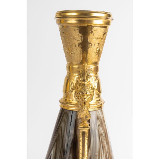 Napoleon III Vases in Opaline Glass and Gilded Regule, 1800s, Set of 2 For Sale - Image 6 of 8
