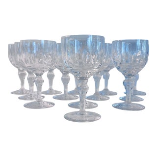 Vintage 1950s Stuart Crystal England Small Wine Stems, Set of 13 For Sale