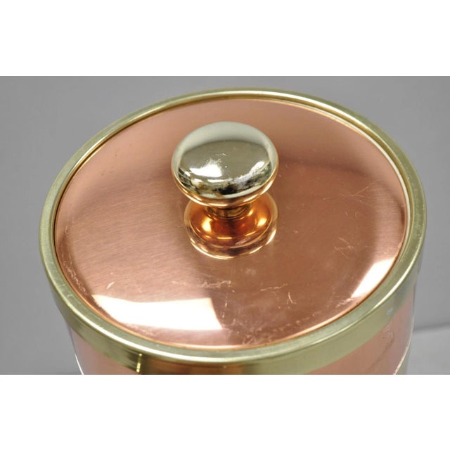 Metal Vintage Kraftware Nyc Mid Century Modern Copper and Brass Covered Bar Ice Bucket For Sale - Image 7 of 15