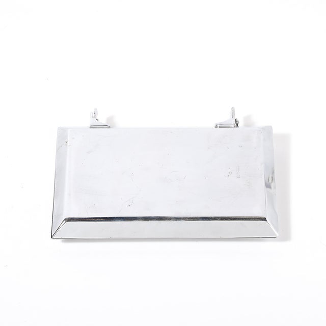 Art Deco Chrome Folding Tray With Triangular Walnut Handle For Sale - Image 10 of 12