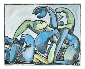 Gundi Falk, Cubist Embrace, Large Acrylic on Canvas, 2000s
