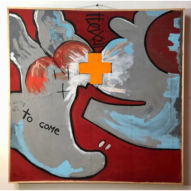 Tempera & ink on canvas Framed - 92 x 92 x 4 cm This piece is attributed to the mentioned designer/maker. It has no...